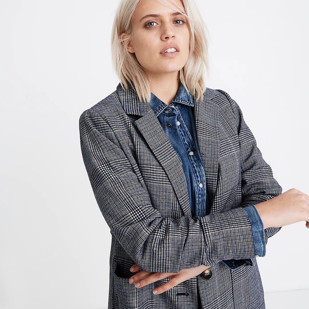 Madewell Dorset Blazer in Navy Glen Plaid